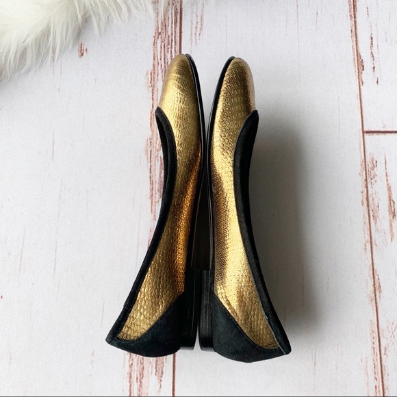 Via Spiga Gold And Black Suede Flats | Size 8.5 M - Picture 5 of 9